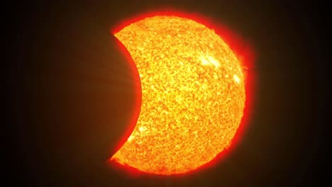Sonnenfinsternis-Sonne-Mond-Planet-Erde-Weltraum-Kosmisches-System-4k